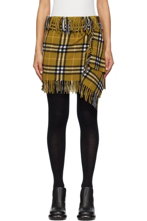 Burberry Brown Check Wool Cashmere Scarf Miniskirt