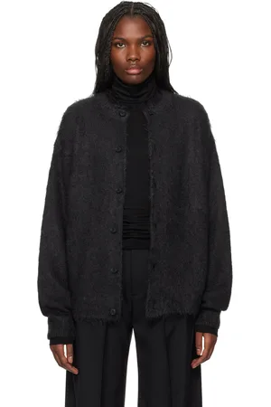 Auralee Black Brushed Super Kid Mohair Knit Cardigan