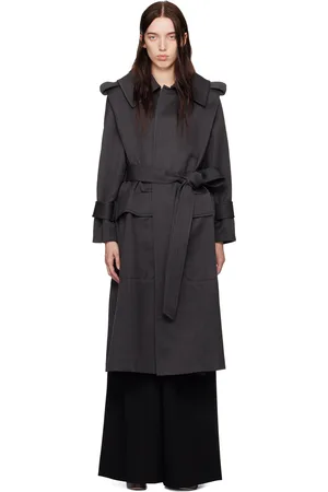 Victoria Beckham Gray Belted Wool Trench Coat