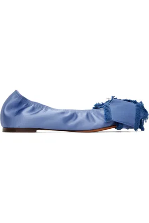 Lanvin Blue Satin Bow Ballerina Flats