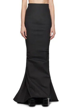 Rick Owens Black Porterville AL Pillar Denim Maxi Skirt