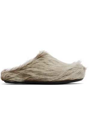 Marni Beige Long Hair Calfskin Fussbett Sabot Loafers