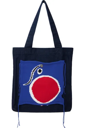 Charles Jeffrey Loverboy Navy Knit Patch Denim Tote