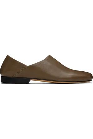 LEMAIRE Taupe Leather Slippers