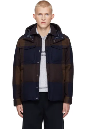 Moncler Brown & Blue Ladurns Hooded Wool Down Jacket