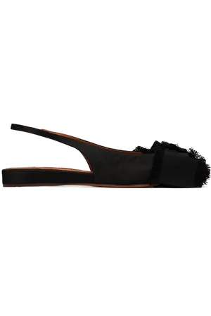 Lanvin Black Slingback Satin Ballerina Flats
