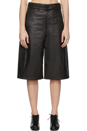 LEMAIRE Brown Bermuda Leather Shorts