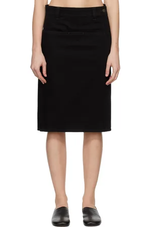 LEMAIRE Black Straight Denim Midi Skirt