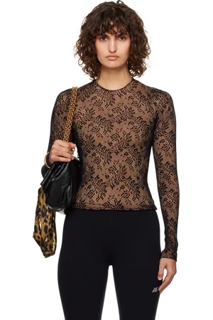 Balenciaga Black & Beige Lace Crewneck T-shirt