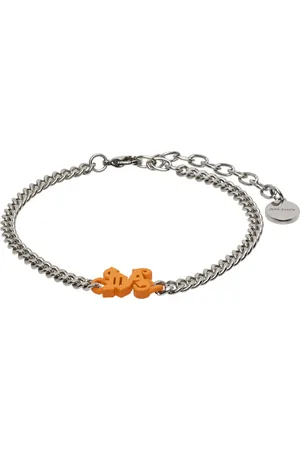 Palm Angels Silver & Orange Monogram Chain Bracelet