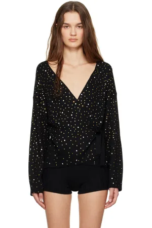 BODE Black Embellished Oak Wrap Cardigan