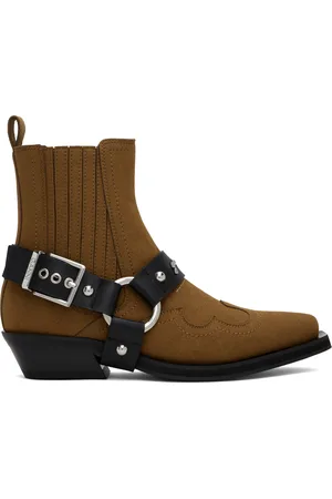 Ganni Brown Low Cut Western Chelsea Boots