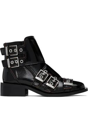 Ganni Black Feminine Buckle Naplack Boots