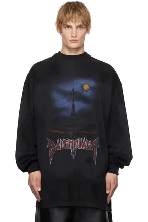 Balenciaga Black Paris Moon Double Front Long Sleeve T-shirt
