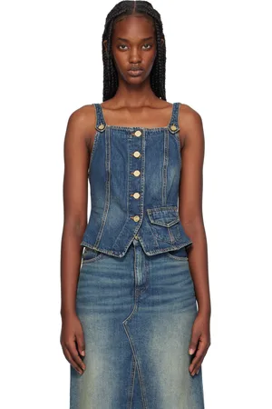 Ganni Blue Heavy Washed Denim Tank Top