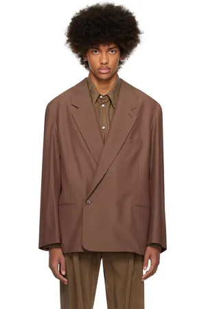 LEMAIRE Brown Maxi Double Breasted Blazer