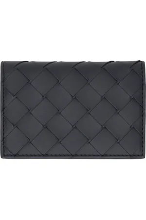 Bottega Veneta Black Intrecciato Flap Card Holder