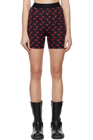 Marine Serre SSENSE Exclusive Black & Red Regenerated All Over Moon Sport Shorts