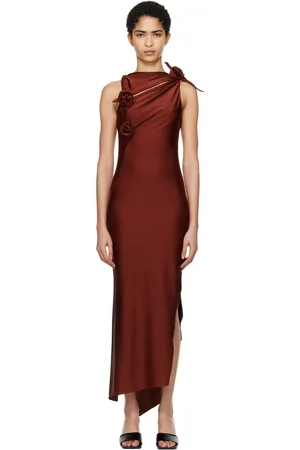 COPERNI Burgundy Asymmetric Flower Midi Dress
