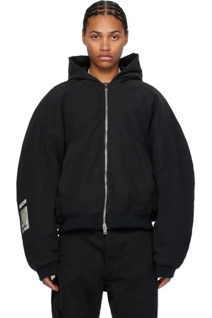 B1ARCHIVE Black Workwear Seamless Hooded Zip Up Jacket