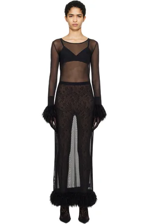 Marine Serre Black Mesh Jersey Long Maxi Dress