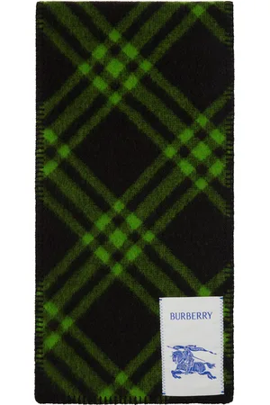 Burberry Green Check Wool Scarf