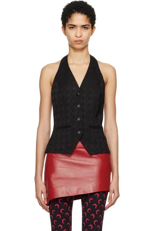 Marine Serre Black Moon Diamond Jacquard Tailoring Halterneck Vest