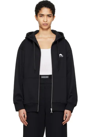Marine Serre Black Moon Logo Fleece Zipped Hoodie