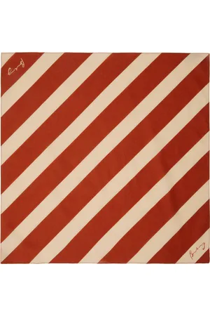 Burberry Orange & Beige Striped Cotton Scarf