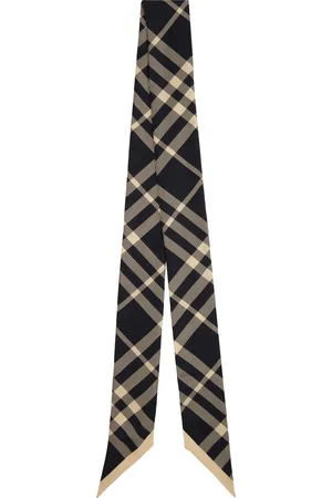 Burberry Black Skinny Check Silk Scarf