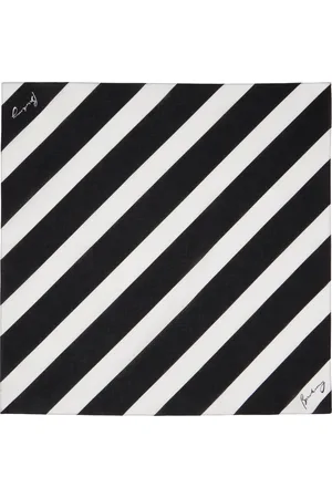 Burberry Black & White Striped Cotton Scarf