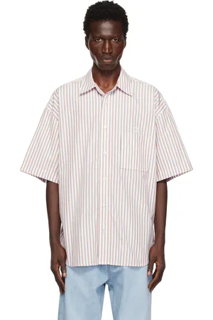 WOOYOUNGMI Orange Striped Short Sleeve Shirt