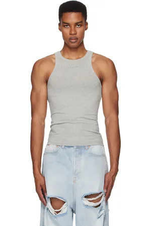 Vetements Gray Embroidered Logo Tank Top