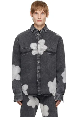 FORMA Black Bleached Flowers Denim Shirt