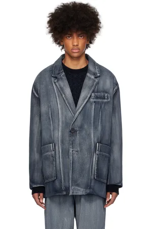 WOOYOUNGMI Blue Painted Single Denim Blazer