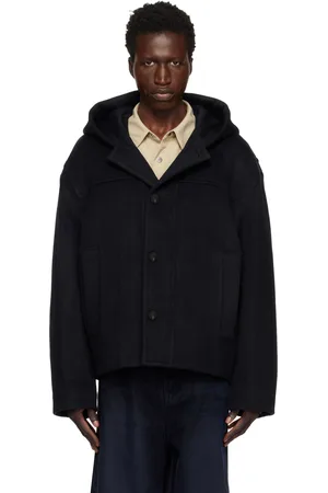 WOOYOUNGMI Navy Wool Hooded Jacket