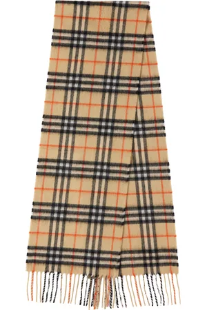 Burberry Kids Beige Check Cashmere Scarf