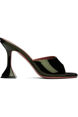 Amina Muaddi Green Lupita Slipper Heeled Sandals