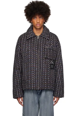 WOOYOUNGMI Brown & Navy Tweed Down Jacket