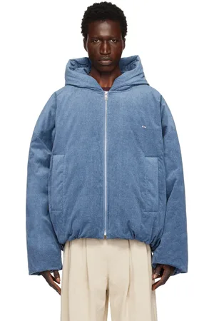 WOOYOUNGMI Blue Hood Goose Denim Down Jacket