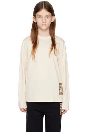 Burberry Kids Beige Check Label Cotton T-shirt