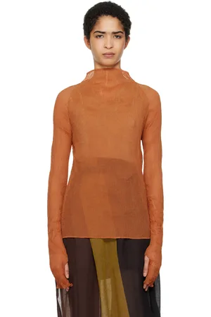 Issey Miyake Orange Chiffon Twist 3 Turtleneck