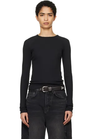 RAG&BONE Black Essential Rib Long Sleeve T-shirt