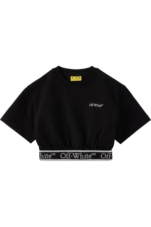 OFF-WHITE Kids Black Bookish Logoband Cropped T-shirt