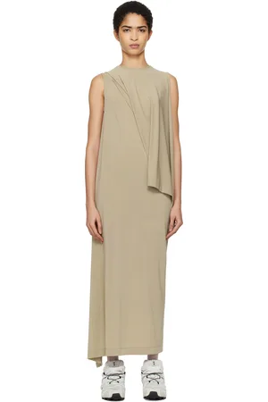 Issey Miyake Beige Drape Jersey 48 Maxi Dress