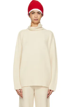 Issey Miyake Off-White Cotton & Alpaca Knit Turtleneck
