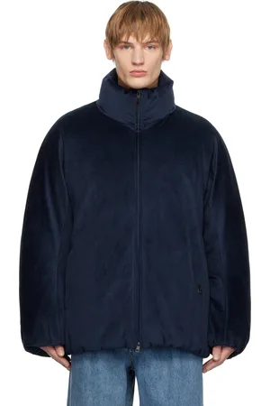 WOOYOUNGMI Navy Velour High Neck Goose Down Jacket
