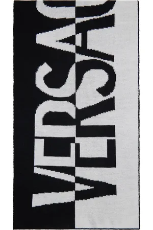 VERSACE Black Jacquard Logo Scarf