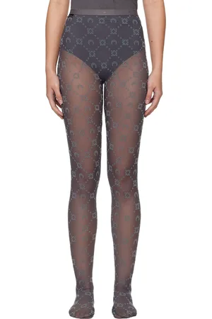 Marine Serre Gray Recycled Mesh Flock Tights