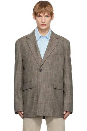 WOOYOUNGMI Gray Check Wool Single Blazer
